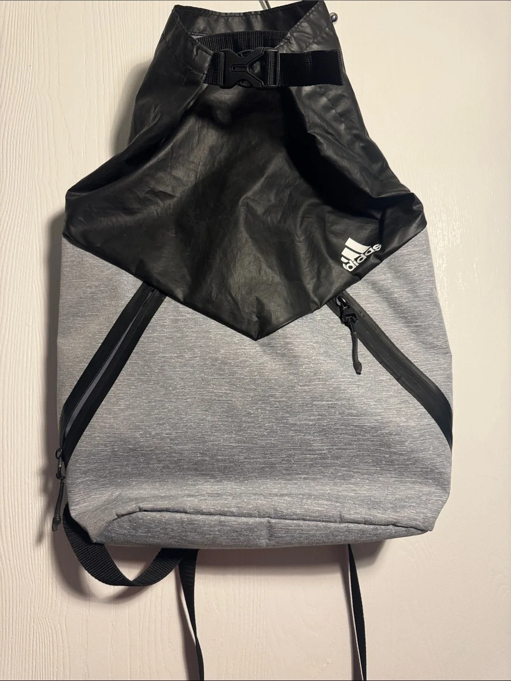 adidas Gray and Black Roll-Top Backpack